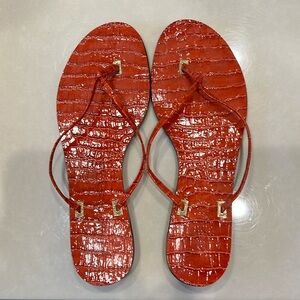 Ralph Lauren beautiful croc embossed orange leather sandals 🩴